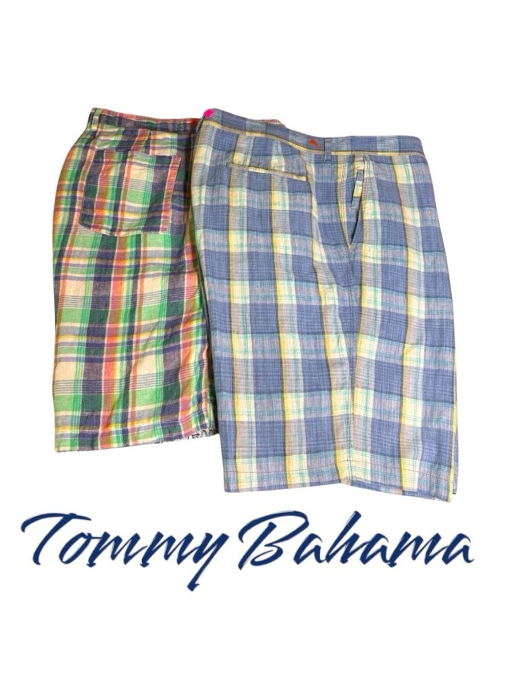 Tommy Bahama-2 pair linen shorts, one pair is reversible. Size 42. Exc preowned!